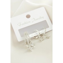 3 Adet Yıldız Zirkon Taşlı Küpe