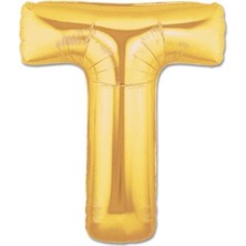 Teknotrust Altın Renk 40 Inç T Harf Folyo Balon, Şık ve Dikkat Çekici Dekorasyon Için Ideal