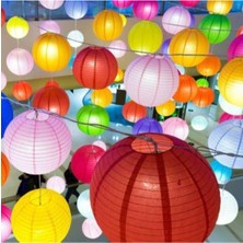 Renkli Japon Feneri Kağıt Süs 6'lı 25 Cm, Parti ve Kutlama Için Ideal