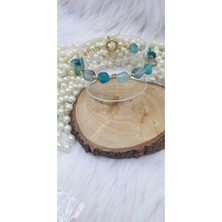 Happy Handmade -  24CM Doğal Taşlı Akik Bileklik 24K Kaplama Dorikalı Bileklik Ayarlanabilir Akik Bileklik