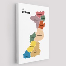 Il ve Ilçeler Haritası Edirne, Modern Dekoratif Kanvas Tablo, Duvar Dekoru 1328