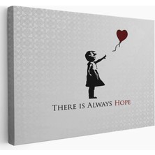 Kırmızı Balonlu Kız ve Her Zaman Umut Vardır Yazısı, Banksy Dekoratif Kanvas Tablo 5012