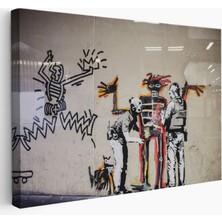 Grafitiyi Arayan Polisler Eseri Banksy Dekoratif Kanvas Tablo, Duvar Dekoru 5018