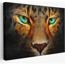 Yağlıboya Görünüm Çita Gözleri Dekoratif Kanvas Tablo, Duvar Dekoru 3689