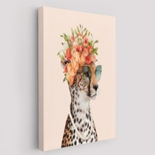 Sosyete Kokoş Çıta ve Çiçek Tacı Dekoratif Kanvas Tablo, Duvar Dekoru 6322