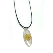 Sultanotu Çiçeği Oval Epoksi Kolye