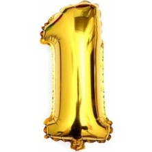 Teknotrust Altın Renkli 40 Inç 100 cm Balon 1 Rakamı, Beyaz, Partiye Şıklık Katın