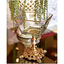 6'lı Metal Ayaklı Gold Detaylı Magnolia Kase ve Şekerlik Seti