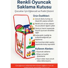 Çocuk Odası Oyuncak Düzenleyici Kutusu - Renkli Tren ve Sirk Desenli Katlanabilir Saklama Kutusu