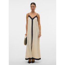 Vero Moda V Yaka Krem Uzun Kadın Elbise Vmdenıse Sınglet Ankle Dress Wvn Bt