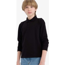 DeFacto Erkek Çocuk Polo Yaka Pike Uzun Kollu Okul Tişörtü L0288A625AU