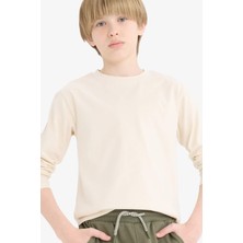 DeFacto Bisiklet Yaka Basic Düz Uzun Kollu Okul Tişörtü Erkek Çocuk K1686A625AU