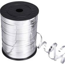 Teknotrust Gümüş Metalize Rafya Şerit 200M, En: 8mm, Beyaz, Dekorasyon ve Hobi Malzemesi