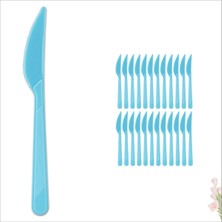 Teknotrust 25 Adet Mavi Plastik Bıçak, Dayanıklı ve Hafif, Güvenli Kullanım