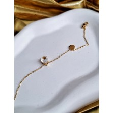Ladybirdbujiteri Damla Model Zirkon Taşlı Minimal Çelik Bileklik