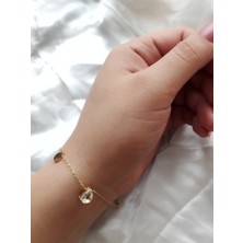 Ladybirdbujiteri Damla Model Zirkon Taşlı Minimal Çelik Bileklik