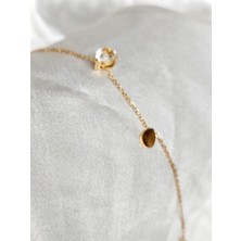 Ladybirdbujiteri Damla Model Zirkon Taşlı Minimal Çelik Bileklik