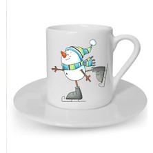 Yılbaşı Noel Temalı Beyaz Türk Kahvesi Fincanı, Şık ve Özel Tasarım Hediye Seçeneği