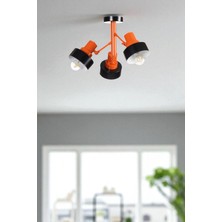 Jesus 3 Lü Siyah-Turuncu Plafonyer Avize