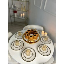 18 Parça Gold Çay ve Pasta Seti, 6 Çay Bardağı ve Tabağı, Şık ve Zarif Tasarım