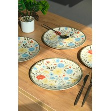 Tabak Evi Porselen Fiori Tuval Pasta Tabağı 20CM 4 Kişilik 4 Parça TVL4PTPRS1212