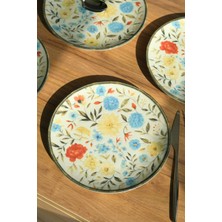 Tabak Evi Porselen Fiori Tuval Pasta Tabağı 20CM 4 Kişilik 4 Parça TVL4PTPRS1212