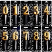 Teknotrust Beyaz Rakam Mum Gold 4, Şık ve Parlak Dekoratif Mum, Zarif  Seçeneği.