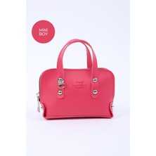 Fuşya SHK224 Suni Deri Mini Boy Fermuarlı Tek Bölmeli Zincirli El. Kol ve Omuz Çantası