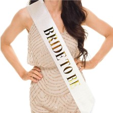 Teknotrust Beyaz Üzeri Altın Yazılı Simli Işıltılı Kuşak, 10 cm Genişlik