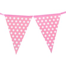 Teknotrust Pembe Puantiyeli Dekoratif Bayrak Afişi, Şık ve Renkli Ev Veya Etkinlik Süsü