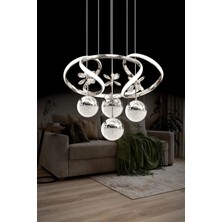 Luna Lighting Zümrüt Model Salon Yatak Yemek Odası Mutfak Krom Kaplama Modern Led Avize 3 1 Krom Ledli Avize
