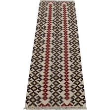 Yeni El Dokuma Otantik Ince Balıkesir Yörük Mini Yolluk Yün Kilim 5925