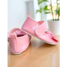 Fiyonklu Rugan Bebe Babet Patik Pembe