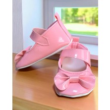 Fiyonklu Rugan Bebe Babet Patik Pembe