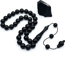 13 x 13 mm Kumpaslı Sade Erzurum Oltu Taşı Tesbih