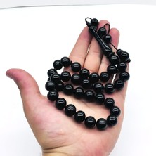 13 x 13 mm Kumpaslı Sade Erzurum Oltu Taşı Tesbih