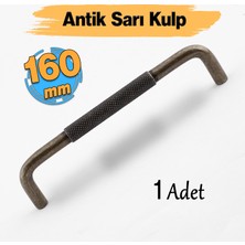 Uber Tırtıklı Antik Sarı Metal Kulp 160 mm 16 cm Mobilya Çekmece Mutfak Dolabı Dolap Modern Kapak