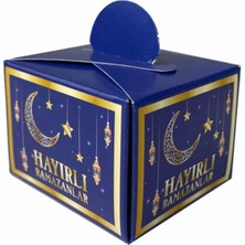 Teknotrust Lacivert Lokumluk Kutu, Ramazan Temalı, 25 Adet, Şık ve Kullanışlı Paket.