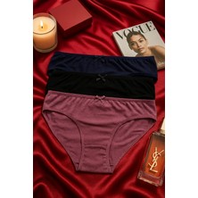 Kadın 3'lü Pamuklu Külot Seti - Lacivert, Siyah, Mor - Günlük Rahat Dikişsiz Slip