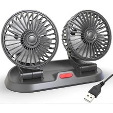 Ally F410 USB Çift Başlıklı Araç Fanı Oto Vantilatör Fan 10W 2 Kademe Hız Ayarı