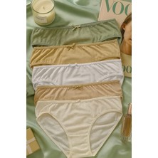 Kadın 3'lü Pamuklu Külot Seti - Ten, Bej, Beyaz, Krem, Yeşil - Günlük Rahat Dikişsiz Slip