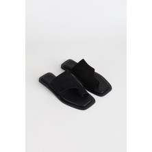 Haşema Kadın Süet Siyah Terlik 2221