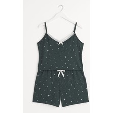 Kadın Büyük Beden Ip Askılı Bluz ve Şortlu Alt Üst Pijama - Geniş Kesim - Ölçüler Ürün Açıklamasında