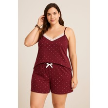 Kadın Büyük Beden Ip Askılı Bluz ve Şortlu Alt Üst Pijama - Geniş Kesim - Ölçüler Ürün Açıklamasında