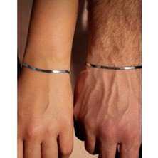 Tarih Isim Yazılabilir Gümüş Kaplama Çelik Italyan Sevgili Bilekliği