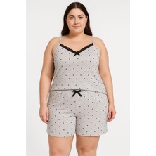 Kadın Büyük Beden Ip Askılı Bluz ve Şortlu Alt Üst Pijama - Geniş Kesim - Ölçüler Ürün Açıklamasında