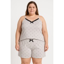 Kadın Büyük Beden Ip Askılı Bluz ve Şortlu Alt Üst Pijama - Geniş Kesim - Ölçüler Ürün Açıklamasında