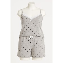 Kadın Büyük Beden Ip Askılı Bluz ve Şortlu Alt Üst Pijama - Geniş Kesim - Ölçüler Ürün Açıklamasında