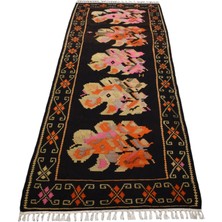 Kilim Antik El Dokuma Güllü Çiçekli Kirmen Karabağ Yolluk Yün Kilimi 0147 - Yeni - Çok Renkli