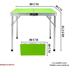 MODULBOX KATLANABİLİR KAMP MASASI, ALÜMİNYUM, 80X80 ÖLÇÜ, PİKNİK MASASI
